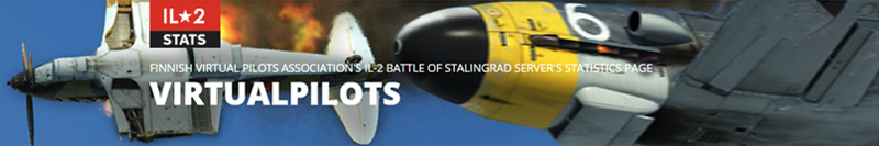 Finnish Virtual Pilot's Association's IL-2 Sturmovik Great Battles server's statistics pages.